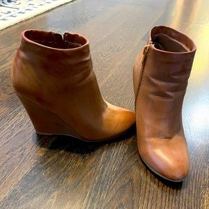 Camel Brown Wedge Boot Bootie